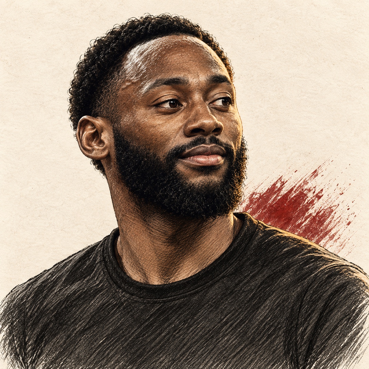 Yapay zekâ ile üretilmiş temsili illüstrasyon. Georges-Kévin Nkoudou — resmî kimlik referansından çizilmiş özgün Kara Mürekkep portresi.