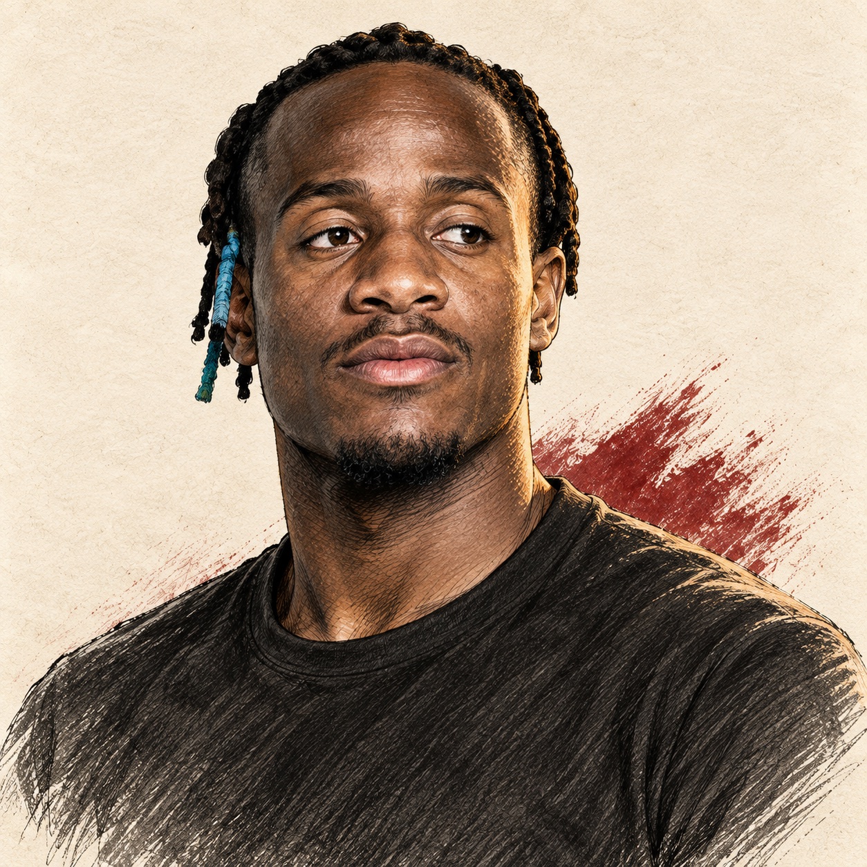 Yapay zekâ ile üretilmiş temsili illüstrasyon. Michy Batshuayi — resmî kimlik referansından çizilmiş özgün Kara Mürekkep portresi.